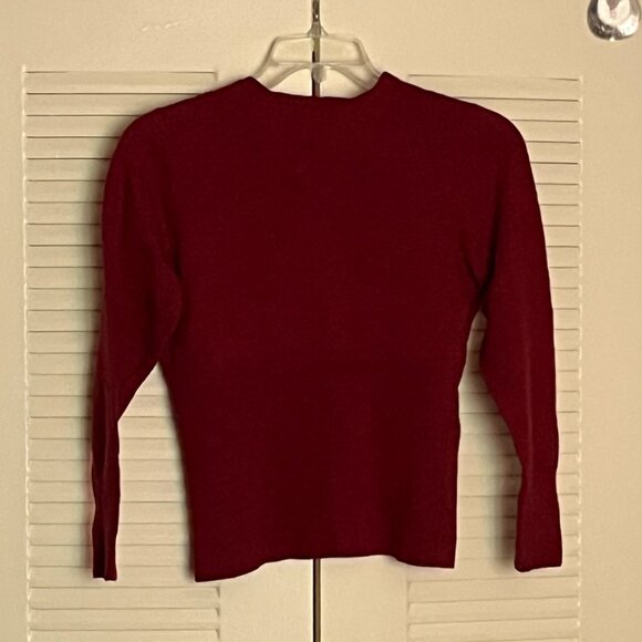 100% Italian Merino Wool Burgundy Long Sleeve Sweater By Sarah Spencer* - Picture 8 of 8
